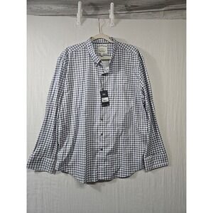 NWT WRK Reworked Shirt Slim Men's XXL Long Sleeve Button Down Plaid Gray‎ Blue
